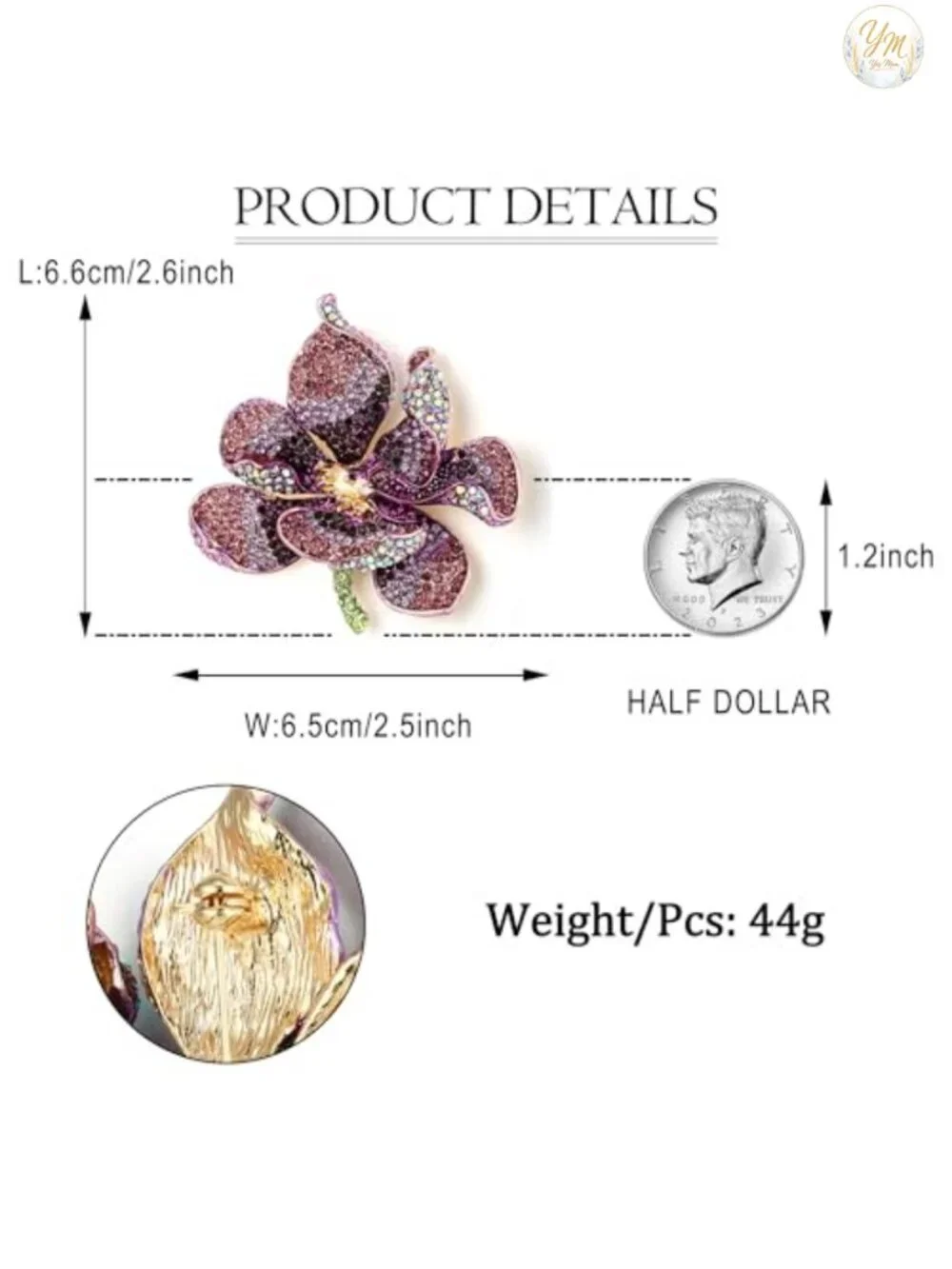 Austrian Crystal Orchid Flower Petal Brooch Pin